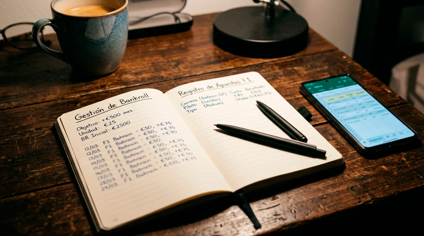 Libreta con registro de apuestas y gestión de bankroll