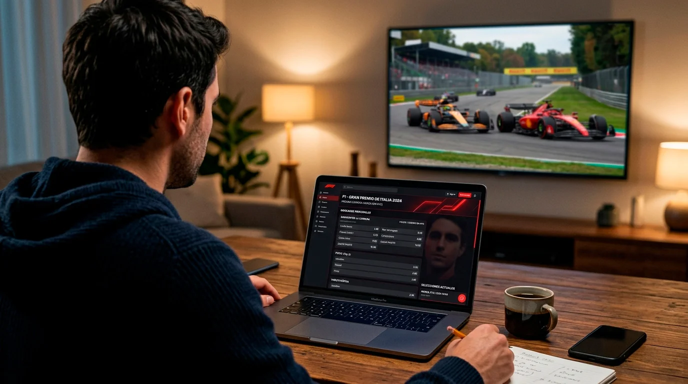 Pantalla mostrando diferentes mercados de apuestas de F1